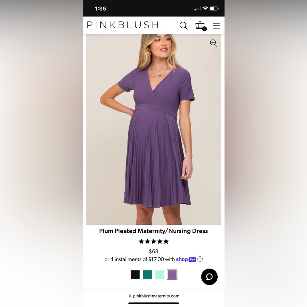 PinkBlush Hello Miz Pleated Maternity & Nursing Dress